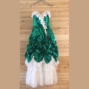 Vintage Mermaid Green Ugly Prom Dress 80s